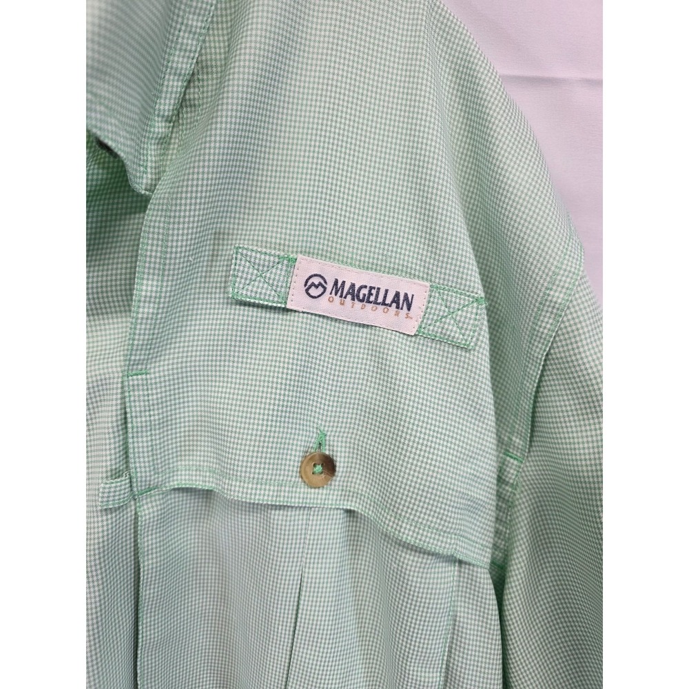 Magellan Outdoors Fish Gear Shirt Mens Large Green Gingham Angler Fit MagWick L - Picture 3 of 8